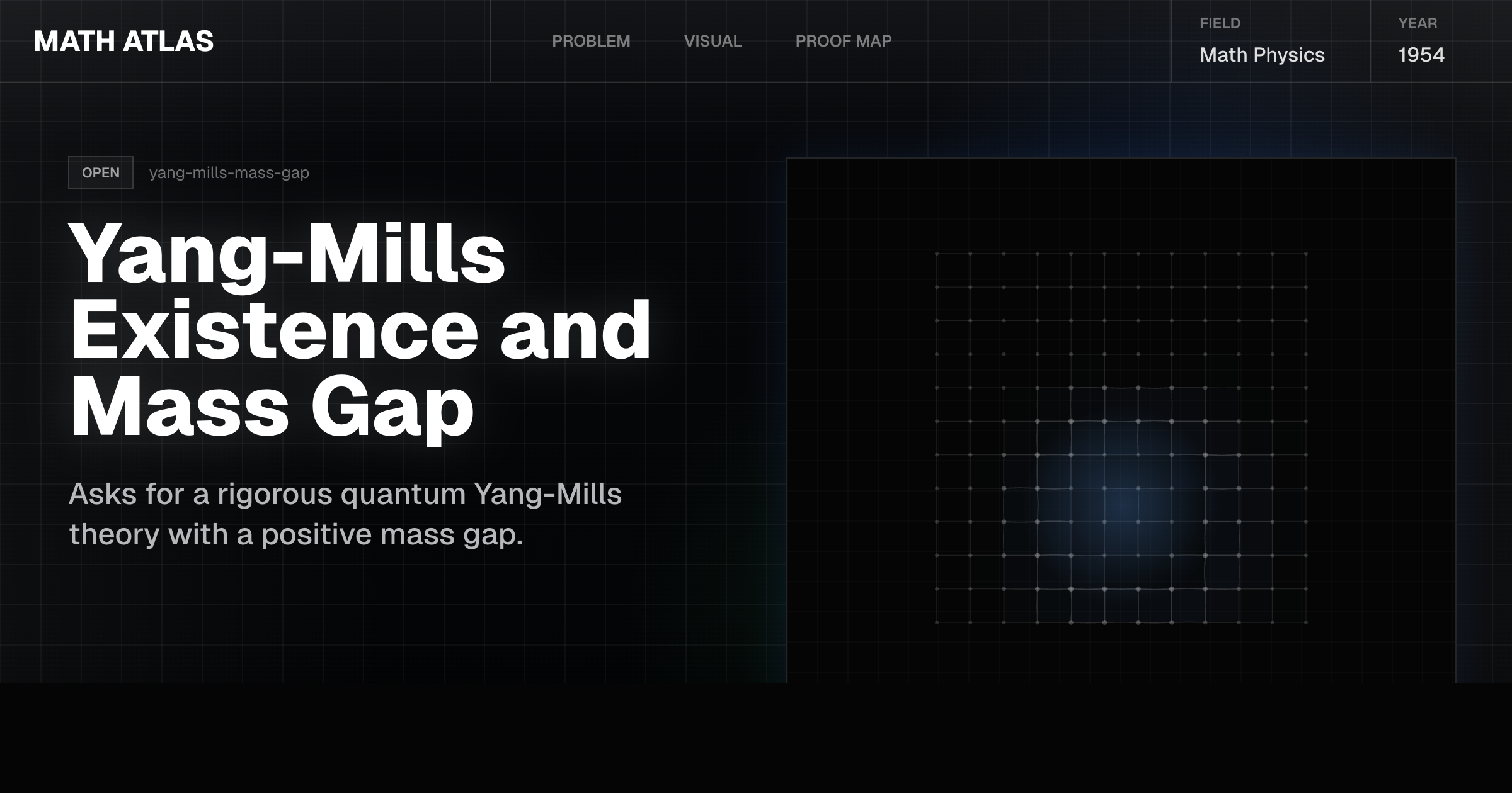 Yang-Mills Existence and Mass Gap — Math Atlas